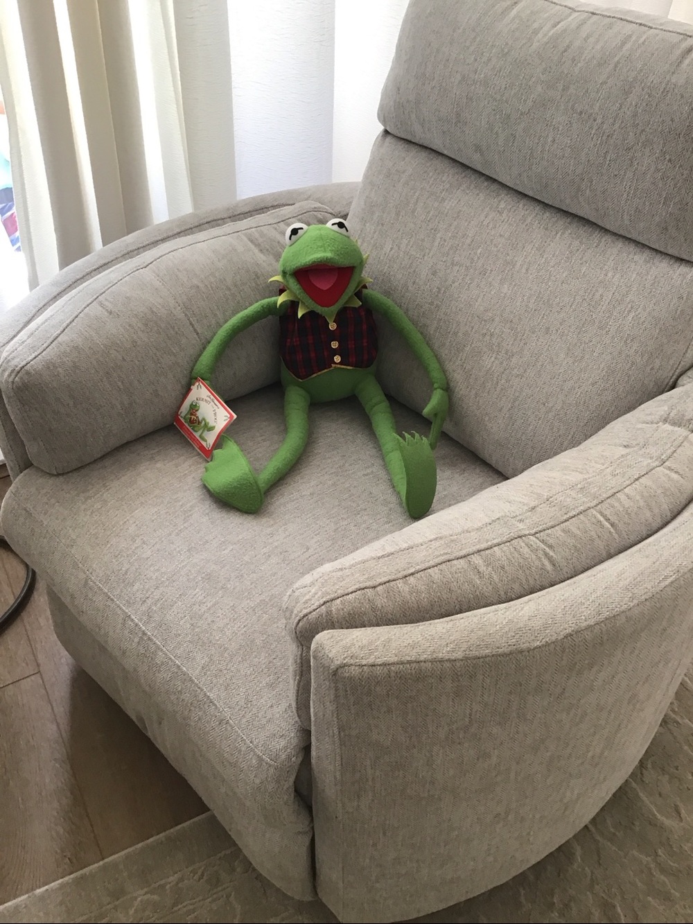 Vintage Large Kermit the Frog Plush with Plaid Vest 24” - Picture 3 of 14